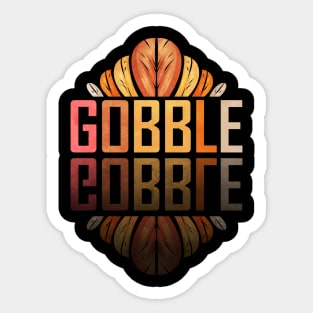 Gobble Gobble Turkey Saying Mirrored Thanksgiving Sticker